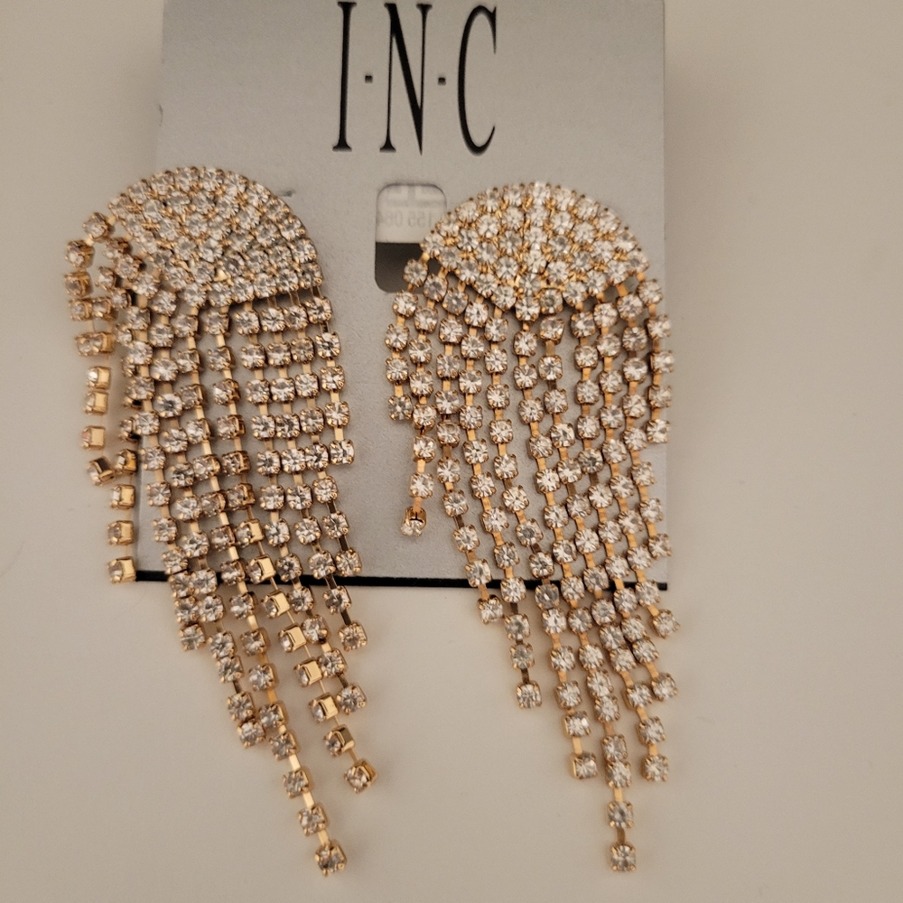 NWT Inc Gold Rhinestone Earrings